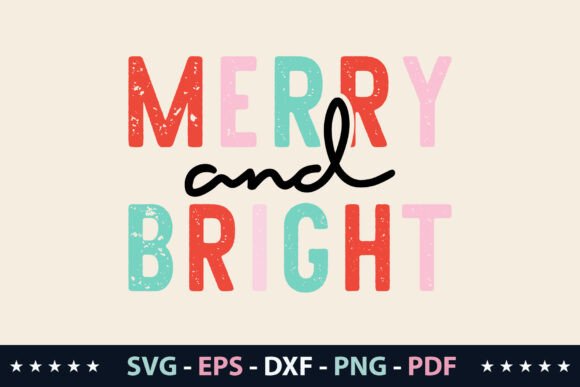 Merry and Bright Retro Graphics for T-Shirt Designs