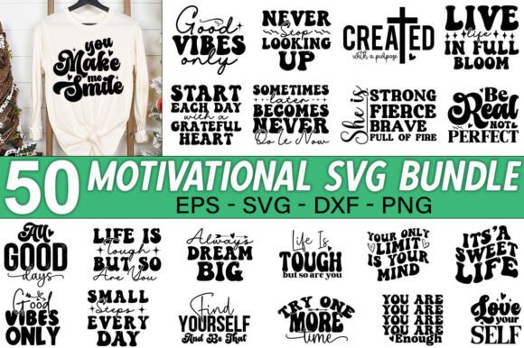 Motivational T-Shirt Graphics: Big Bundle for Crafters